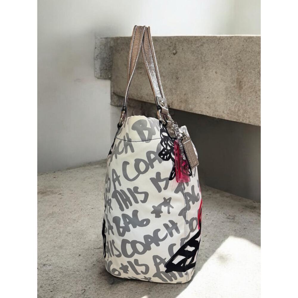 Y2K Coach 14735 Poppy Floral Graffiti North South Tote Bag - Picture 3 of 12